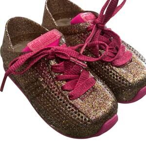 Mini Melissa Love Sneakers Toddler Girls Sz. 7C (Fit like 6C) Glitter Pink VGUC